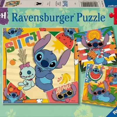 Slagalice puzzle za decu 3x49 delova Disney Stitch Aloha Ravensburger 12004114