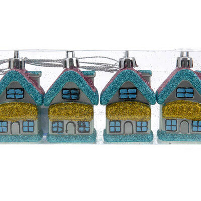 Ukrasi za jelku - Kućice - 4 komada