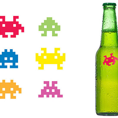 Kikkerland Space Invaders Markeri za čaše i flaše BA23SP