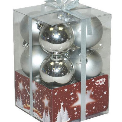 Novogodišnji ukrasi za jelku 12 srebrnih kugli 6cm