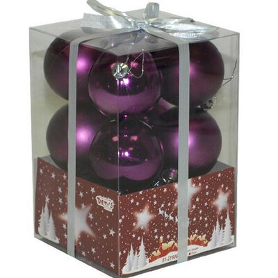 Novogodišnji ukrasi za jelku 12 ljubičastih kugli 6cm