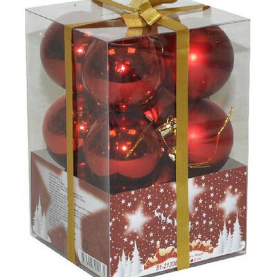 Novogodišnji ukrasi za jelku 12 crvenih kugli 6cm