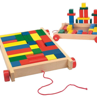 WoodyLand kutija kolica sa kockama 90007