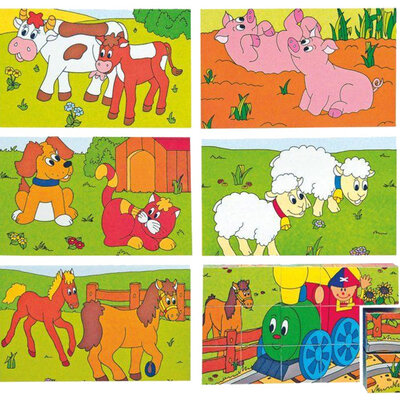 WoodyLand Puzzle - drvene kocke za slaganje šest slika 93004