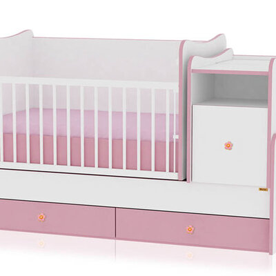 Lorelli Drveni krevetac za bebu Trend Plus White Pink