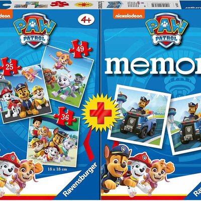 Patrolne šape 2u1 Društvena igra Memorija + 3 Puzzle Ravensburger 20823