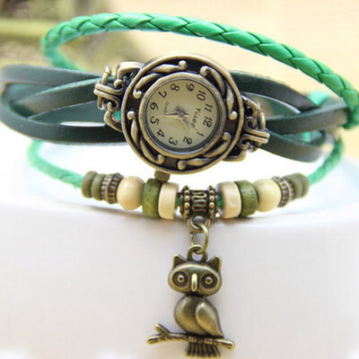 Ručni časovnik Vintage Sova Green