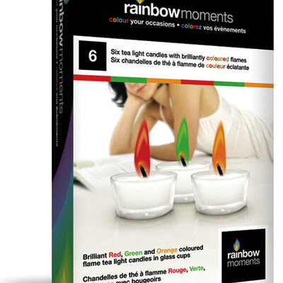 Ukrasne  svećice u staklenim posudama sa plamenom u boji Rainbow Moments TLGL-M-06