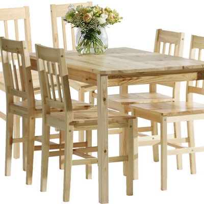 Trpezarijska garnitura Joanne sto i 6 stolica lakirani bor