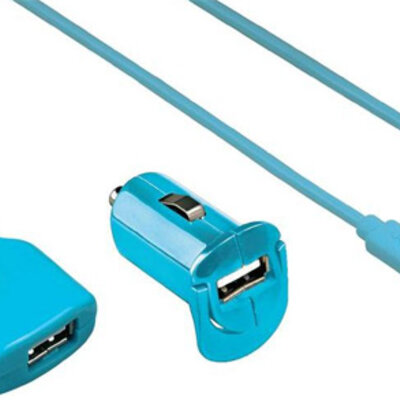 Set USB punjača - kućni i auto punjač sa microUSB kablom Picco tirkiz Hama 102009