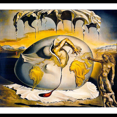 Reprodukcija slike sa paspartuom Geopoliticus Child Watching the Birth of the New Man (The Egg) Salvador Dali