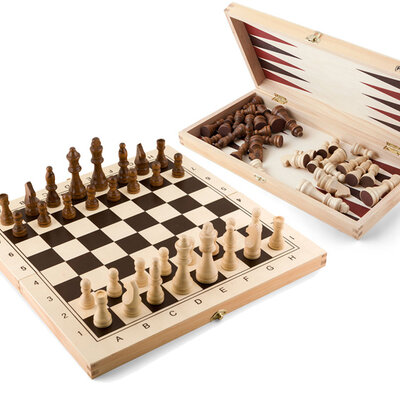 Drveni set igara 3u1 Šah Backgammon Dame Pino Toys 8309