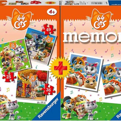 44 Cats 2u1 Društvena igra Memorija + 3 Puzzle Ravensburger 20676