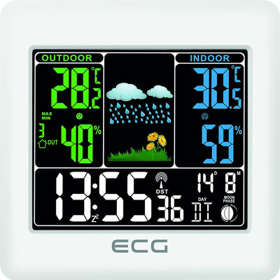 Digitalni stoni sat sa kućnom meteo stanicom ECG MS 300 White