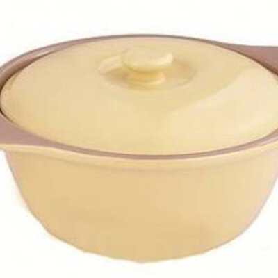 Bergner Okrugli keramički pekač sa poklopcem 1.65l Onebaker cream/brown BG-1802001-CB