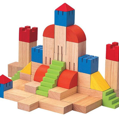 Plan Toys drvene kocke Zamak 46 delova 5527