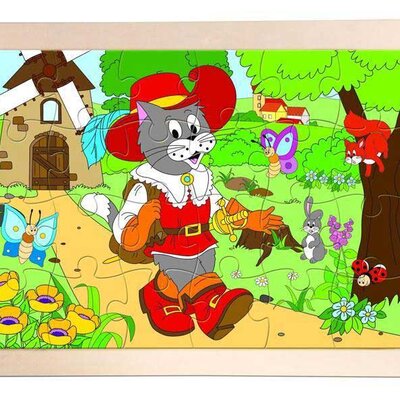 WoodyLand Drveni puzzle Mačak u čizmama 91157