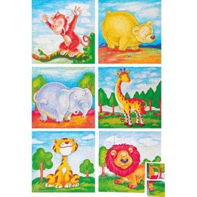 WoodyLand - Drvene puzzle kocke Divlje životinje 90035