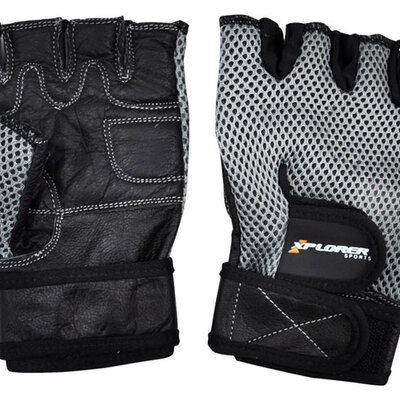 Fitnes rukavice Xplorer sive koža L 06637