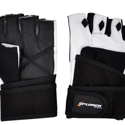 Fitnes rukavice Xplorer bele koža L 06636