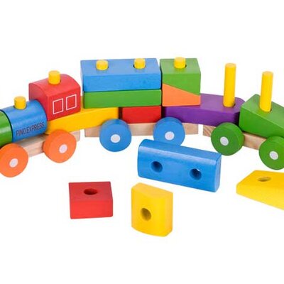 Vozić od drvenih kockica Pino Toys express 7265-1