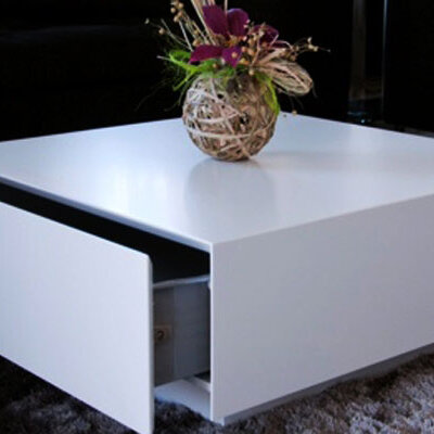 Klub Sto Maxx 80 x 80 x 35 cm Sa Jednom Fiokom White