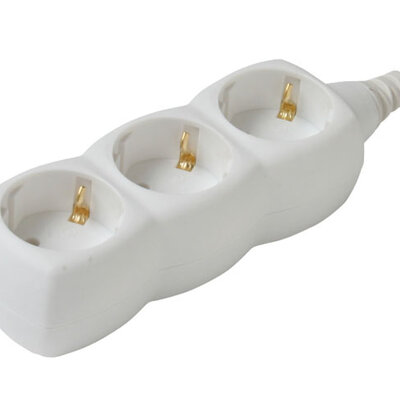 Produžni kabl sa tri uzemljene utičnice 16A 3500W 5m NV03-5/WH