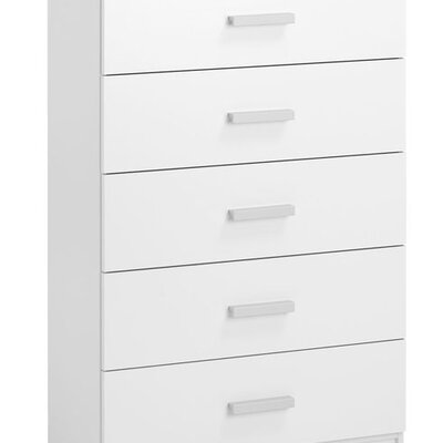 Komoda Rosto 5 fioka široka bela