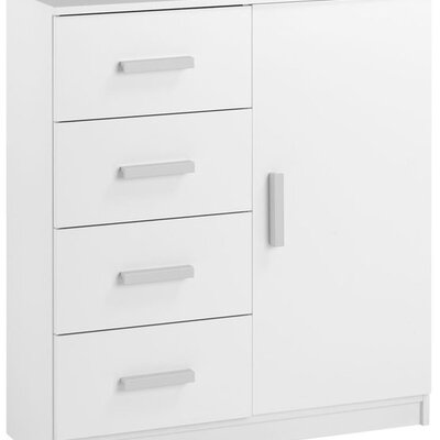 Komoda Rosto 4 fioke 1 vrata bela