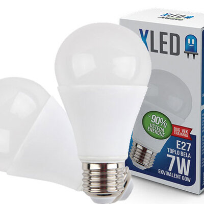 LED Sijalica XLED E27 7W Toplo bela 640Lm 21178 2kom.