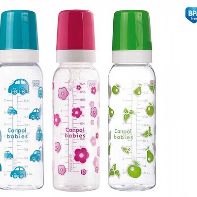 Canpol bebi flašica 250 ml plava/roze/zelena  11/810