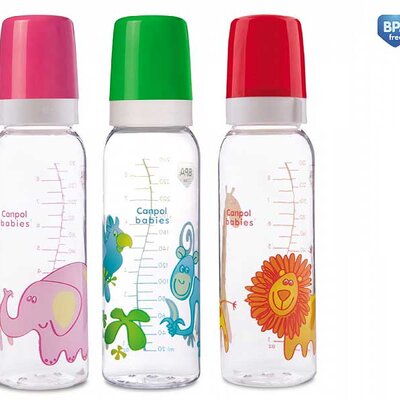 Canpol bebi flašica 250 ml Afrika zelena/roze/crvena 11/840