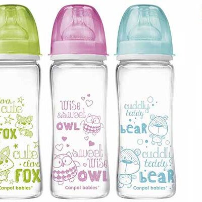 Canpol Staklena flašica za bebu EasyStart Anticolic 330ml Forest Friends 79/003
