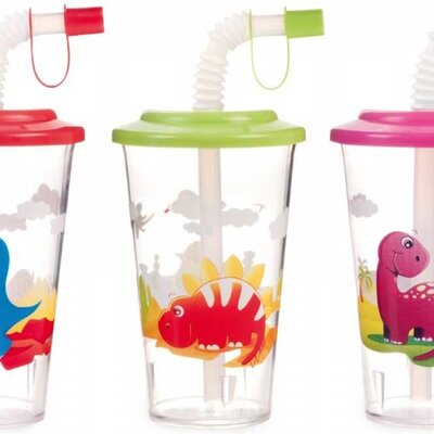 Canpol Čaša sa slamkom 320ml 12m+ Jakubek Dinosaurusi 4/112