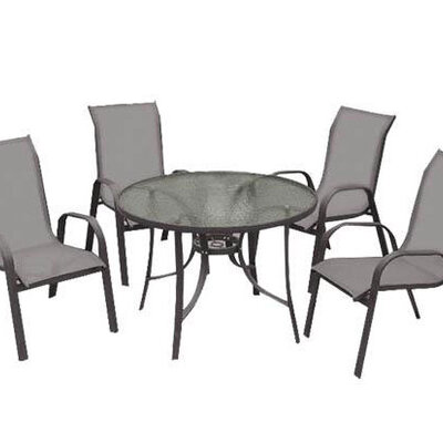 Baštenska Garnitura Lycia Grey 4 Stolice i Sto Sa Staklom