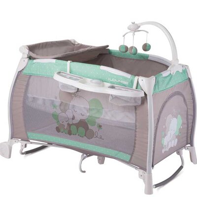 Bertoni Lorelli Prenosivi krevetac sa 2 nivoa iLounge Green n Grey Elephant