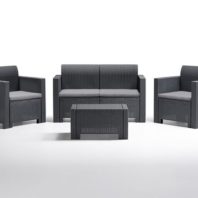 Baštenska Garnitura Nebraska Antracit - Dvosed, 2 Fotelje i Sto