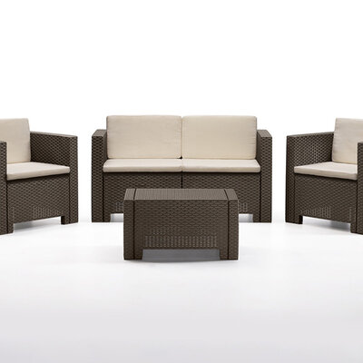 Baštenska Garnitura Colorado Braon - 2 Fotelje, Dvosed i Sto