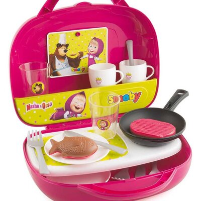 Smoby Dečija mini kuhinja u koferčetu Maša i Medved