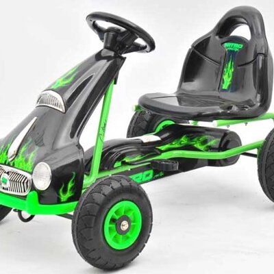 Karting automobil na pedale crno zeleni