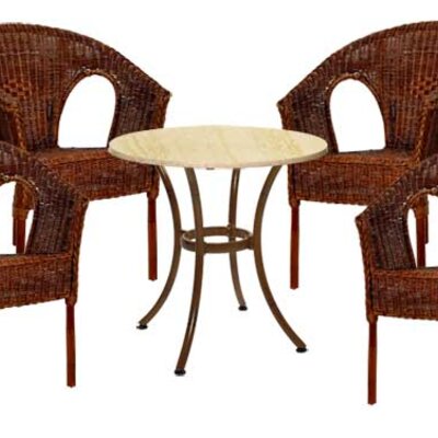 Garnitura Ton Light Prirodni Ratan 4 Fotelje + Sto