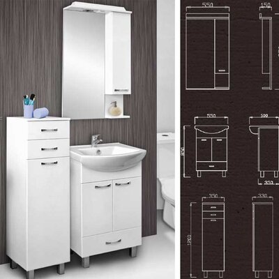 Kupatilski set Lux sa umivaonikom, ogledalom i ormarićem