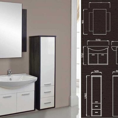 Kupatilski set Vega Plus 550 sa umivaonikom, ogledalom i ormarićem