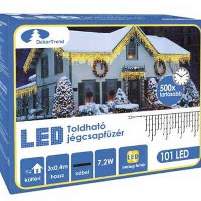 Nastavljajuća Toplo Bela LED Svetleća Zavesa Za Spoljnu ili Unutrašnju Upotrebu 3 x 0.4 m