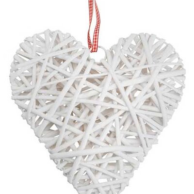 Novogodišnja dekoracija Srce od vrbe 24cm belo