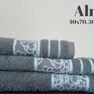 Set 3 peškira Almeda sivi 40x70 50x90 70x130