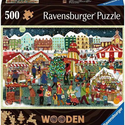 Novogodišnji vašar Drvene puzzle 500 delova za decu i odrasle Ravensburger 12001539