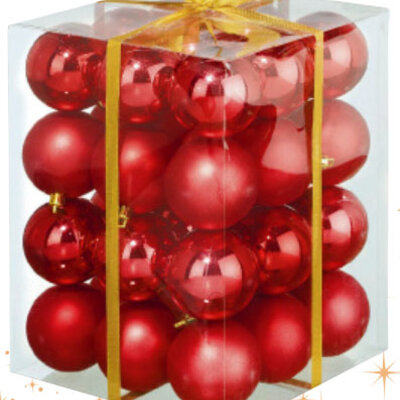 Komplet Novogodišnjih Dekorativnih Kugli  36 Komada Crveni