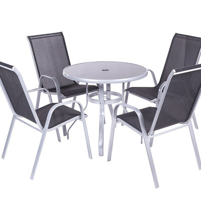 Baštenska Garnitura od Metala, Tekstila i Stakla - Como Black