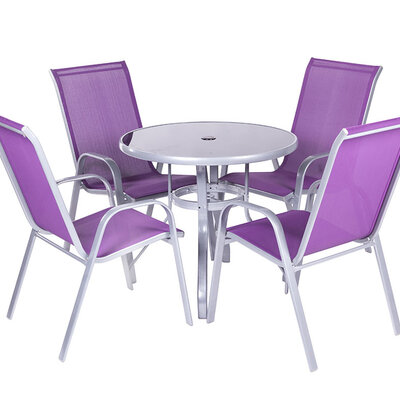 Udobna Baštenska Garnitura od Metala, Tekstila i Stakla - Como Purple